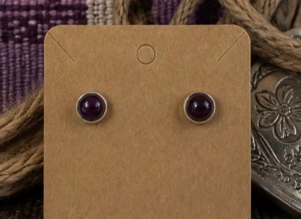 Purple Spiny Round Earrings | Sterling Silver Western Style